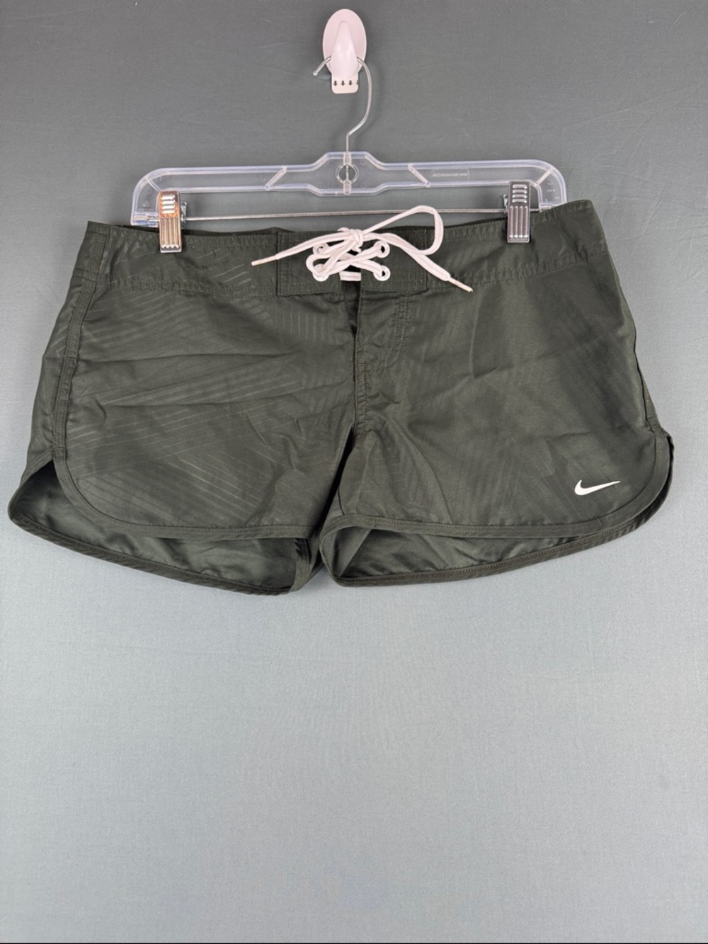 Nike Women's Dark Olive Green Running Shorts with Contrast Drawcord